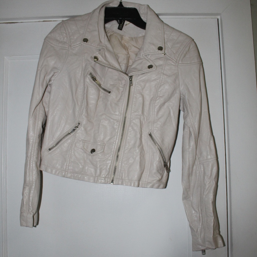 H&M White Leather Jacket